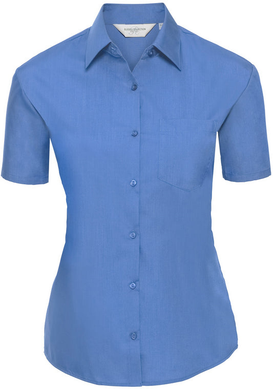 Russell Ladies Poplin Shirts S/S - Corporate Blue