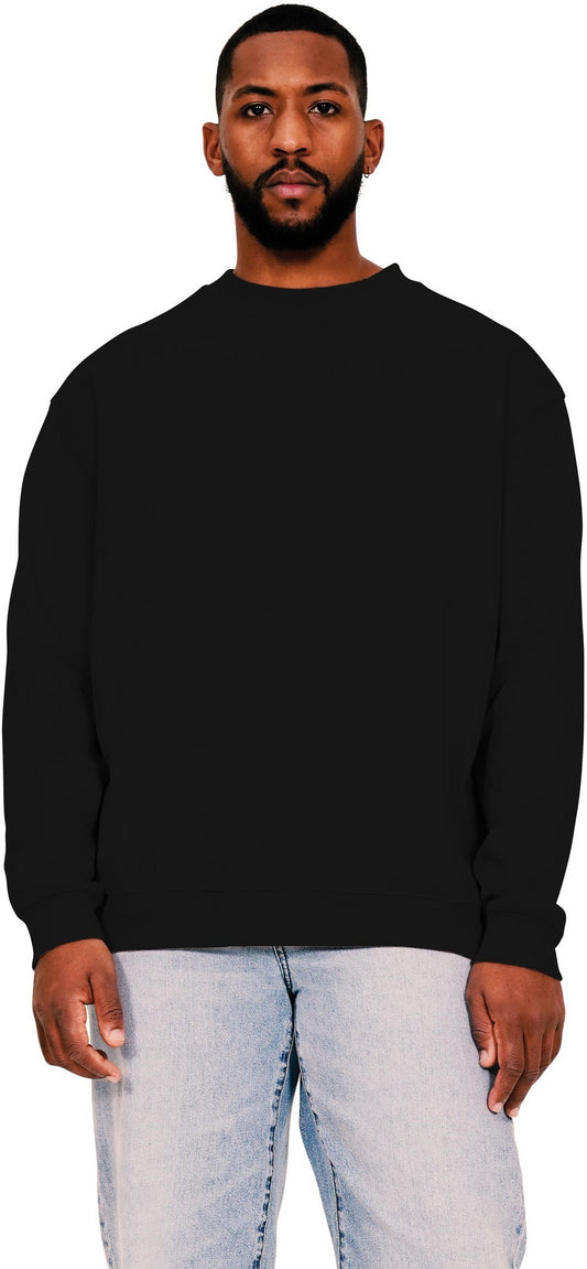 Casual Ringspun Blended 280 Oversize Extended Neck Sweat - Black