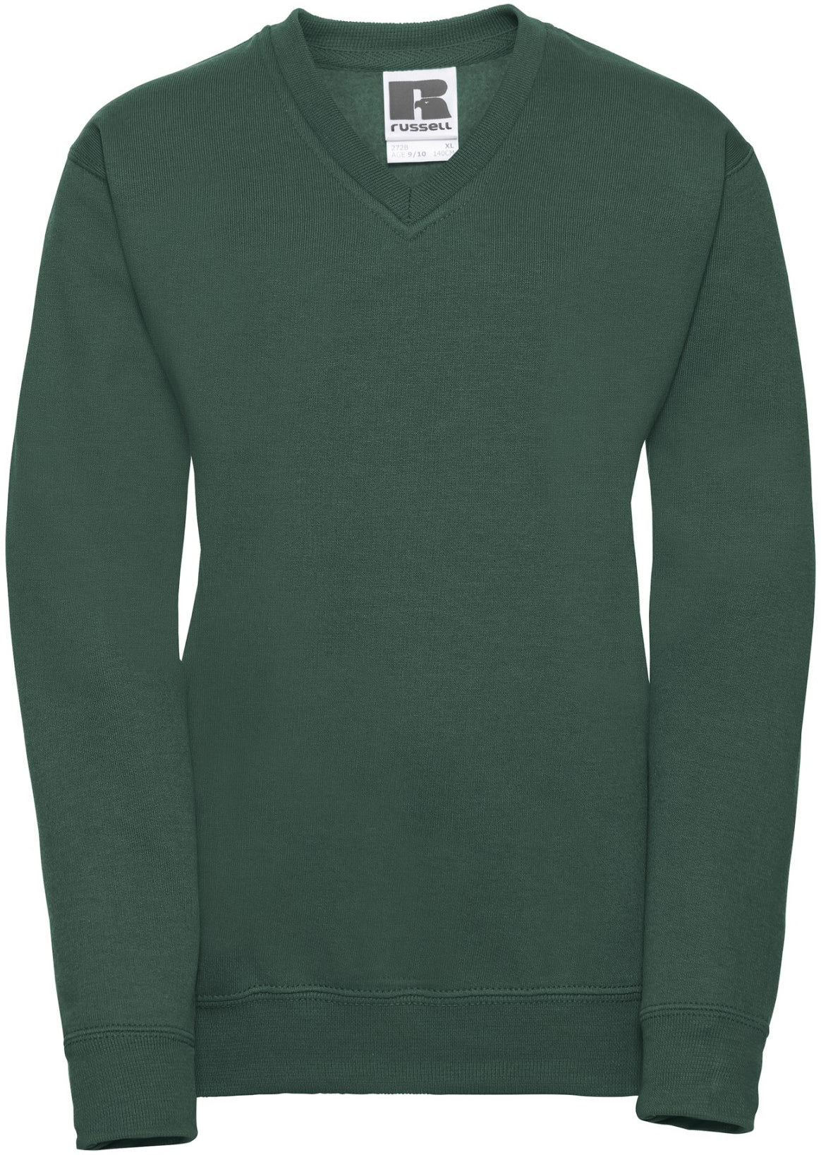 Russell V Neck Sweatshirt Youths - Bottle Green