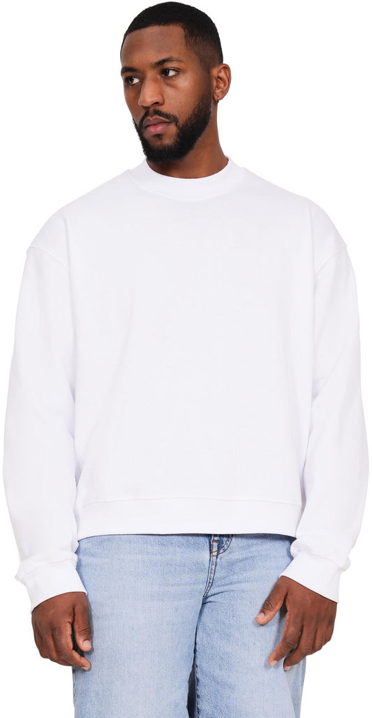 Casual Ringspun Blend 280 Boxy Oversize Extended Neck Sweat - White