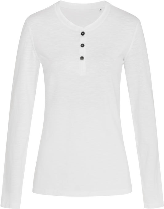 Stedman Stars Sharon Slub Henley L/S Ladies - White