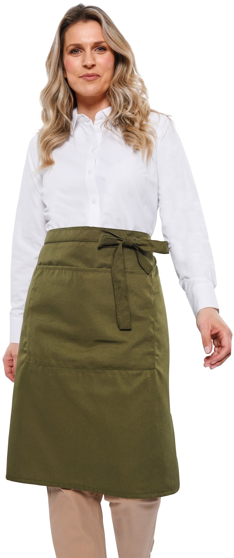 Dennys Recycled Waist Apron 24in With Pocket - Olive