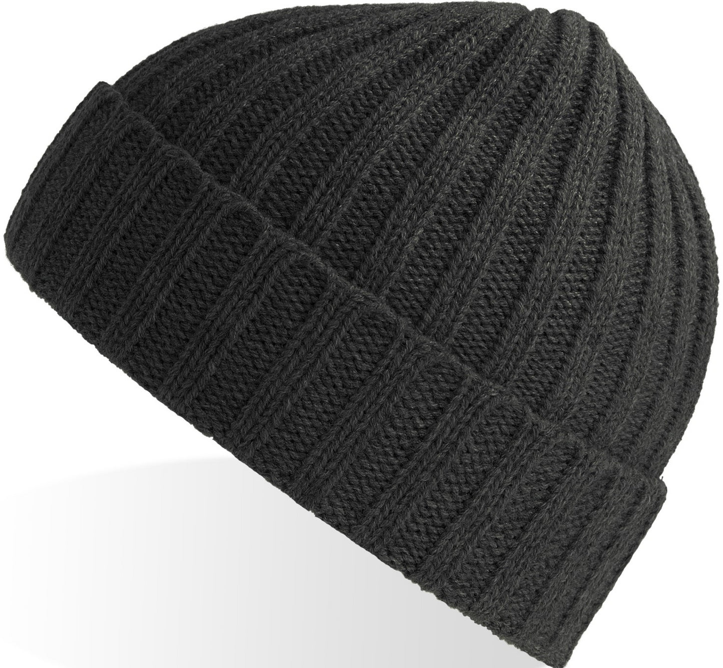 Atlantis Shore Recycled Chunky Cuffed Beanie - Dark Grey Melange