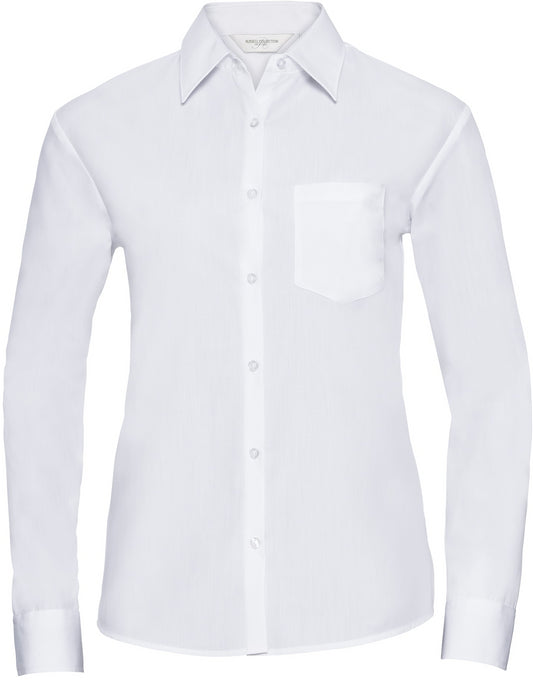 Russell Ladies Poplin Shirts L/S - White