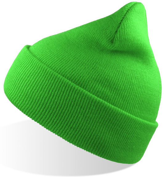 Atlantis Wind Beanie With Turn Up Double Skin - Safety Green