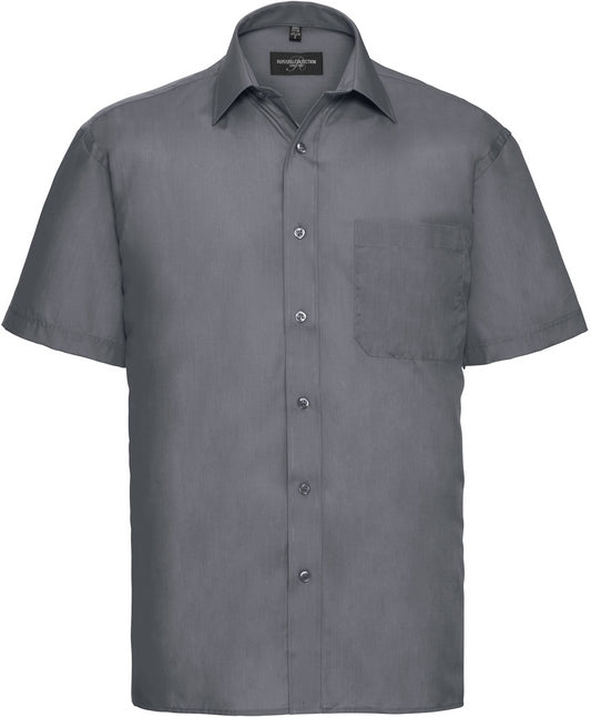 Russell Mens Poplin Shirts S/S - Convoy Grey
