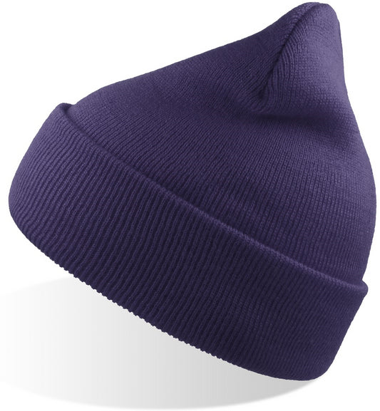 Atlantis Wind Beanie With Turn Up Double Skin - Purple