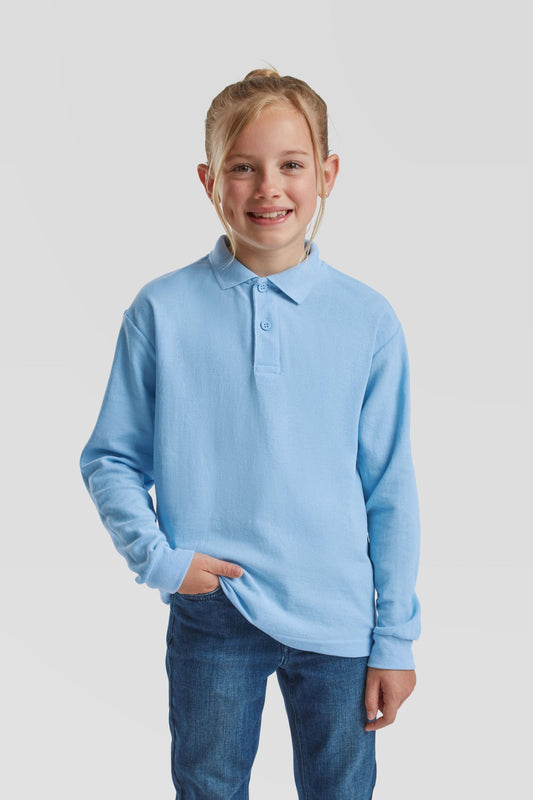 FotL Kids Polo L/S 65/35 - Sky Blue
