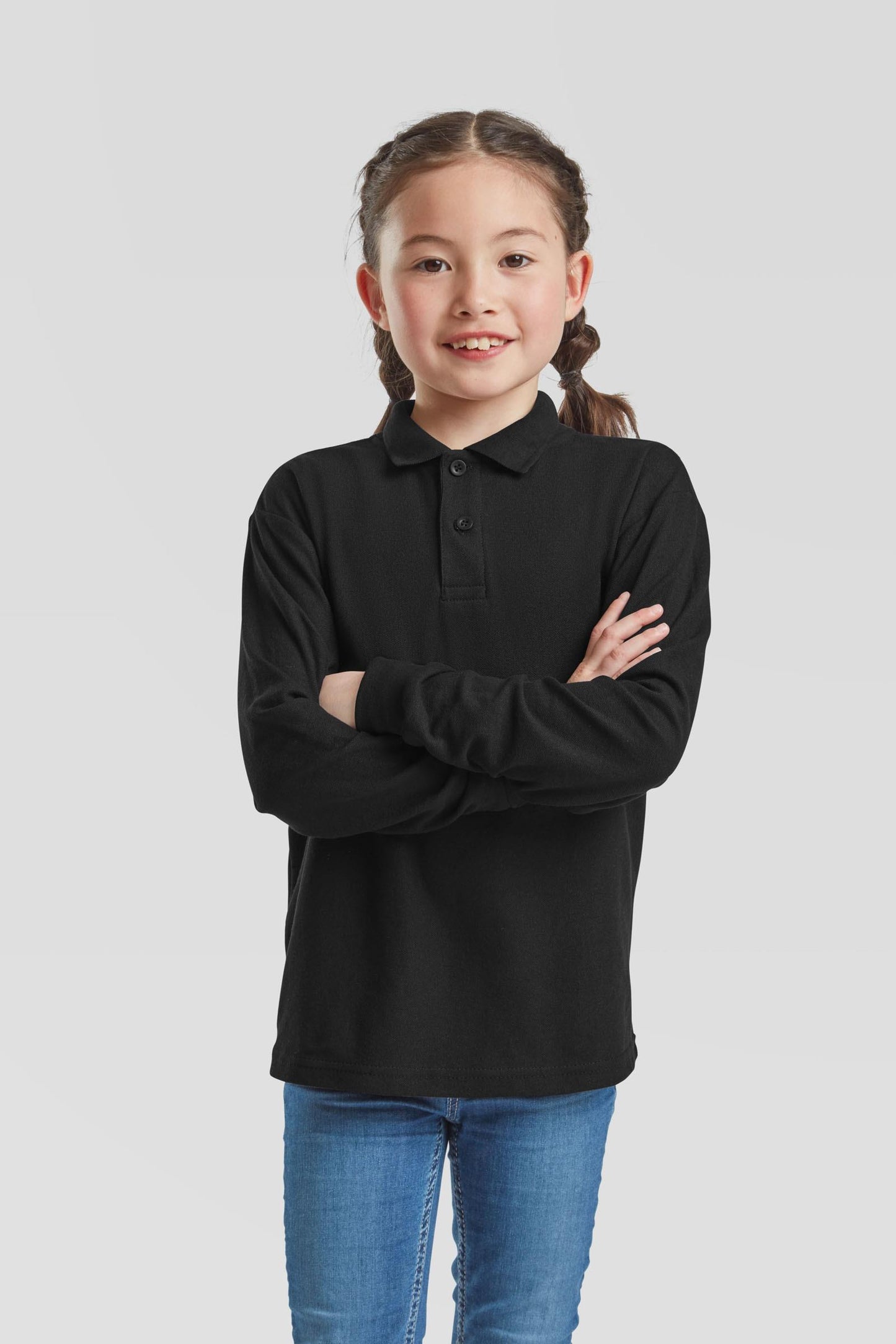 FotL Kids Polo L/S 65/35 - Black