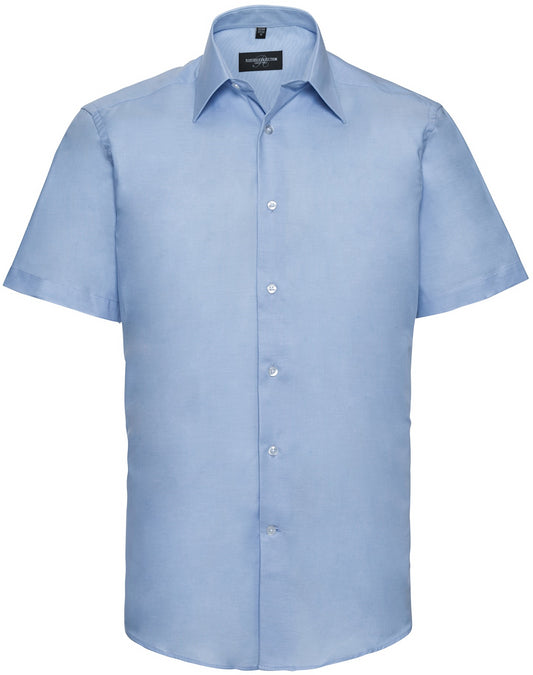 Russell Oxford Tailored Easy Care S/S Shirt Mens - Oxford Blue