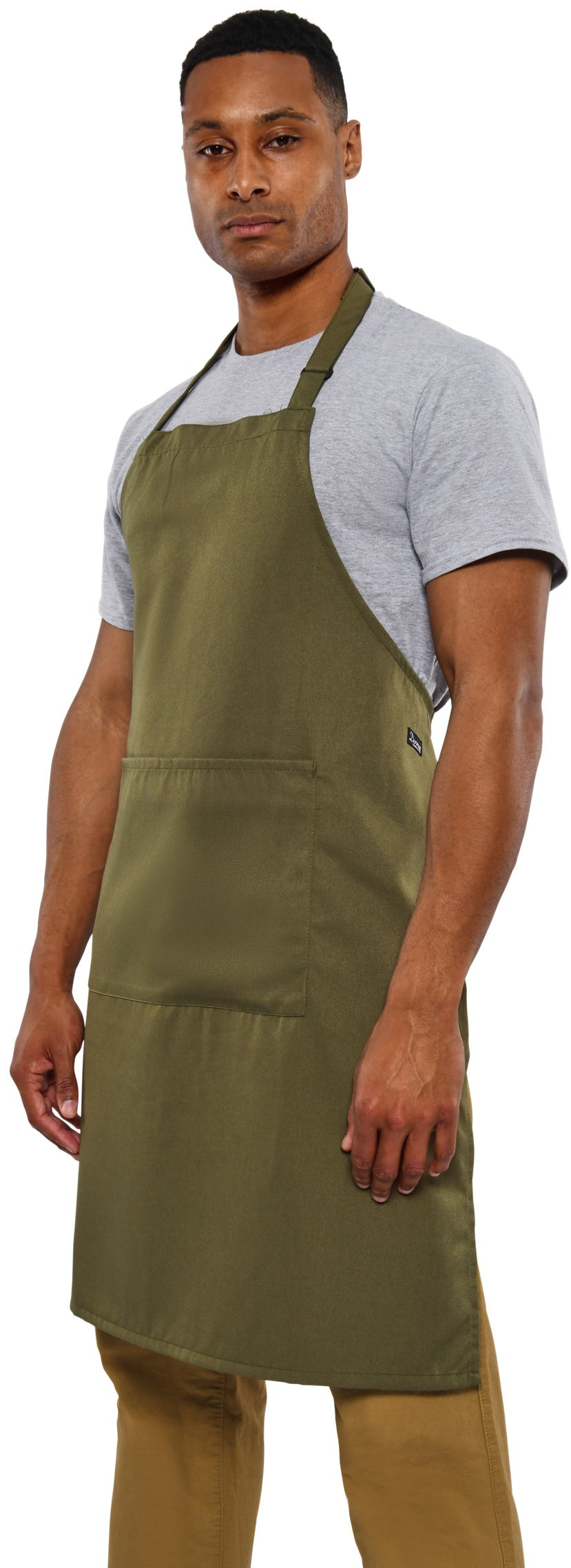 Dennys Recycled Full Length Bib Apron With Pocket - Olive