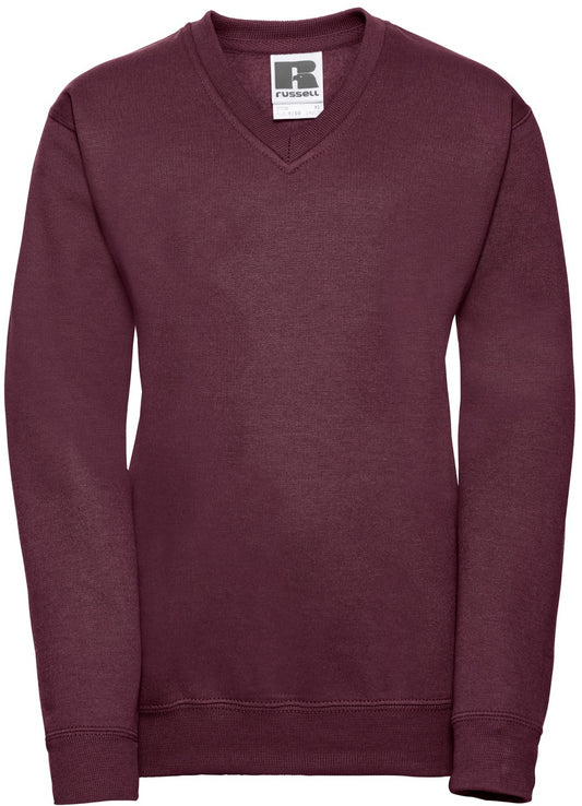 Russell V Neck Sweatshirt Youths - Burgundy