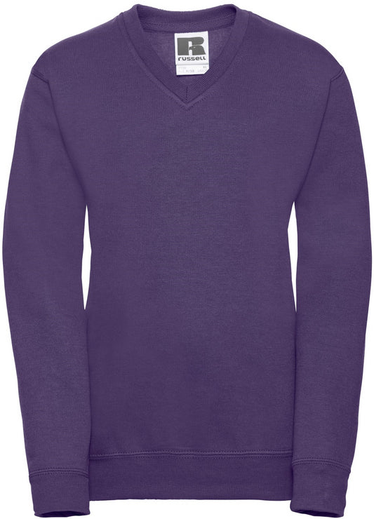 Russell V Neck Sweatshirt Youths - Purple