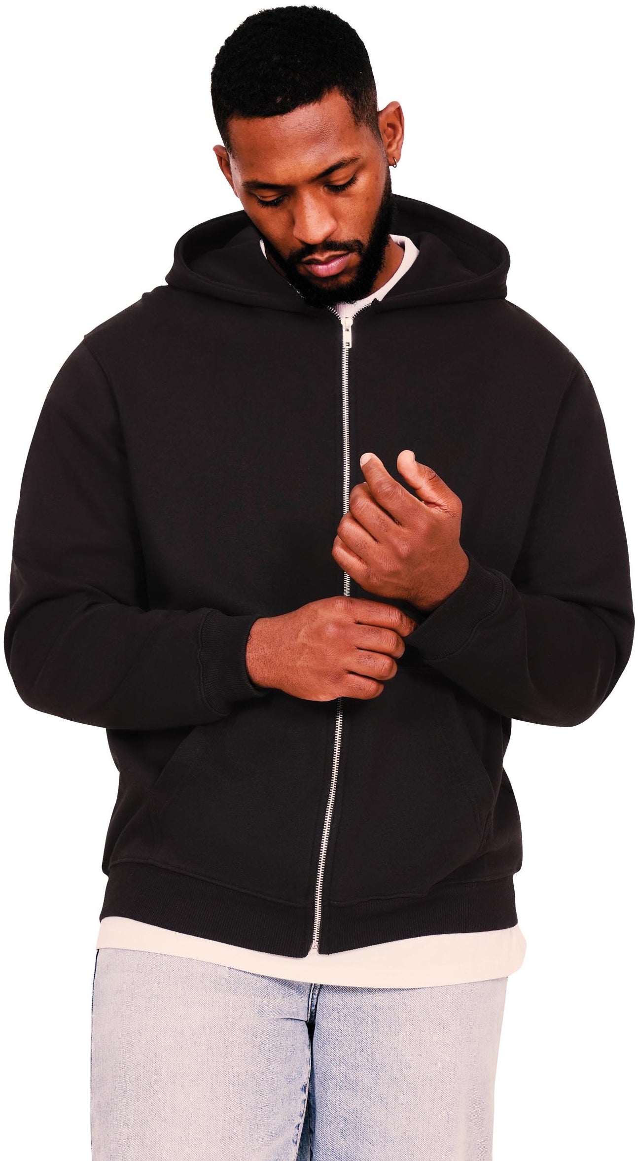 Casual Ringspun Blended 280 Core Zip Hood - Black