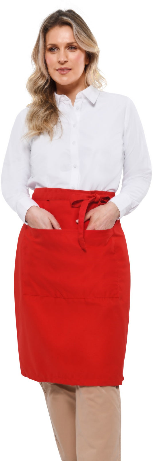 Dennys Recycled Waist Apron 24in With Pocket - Red