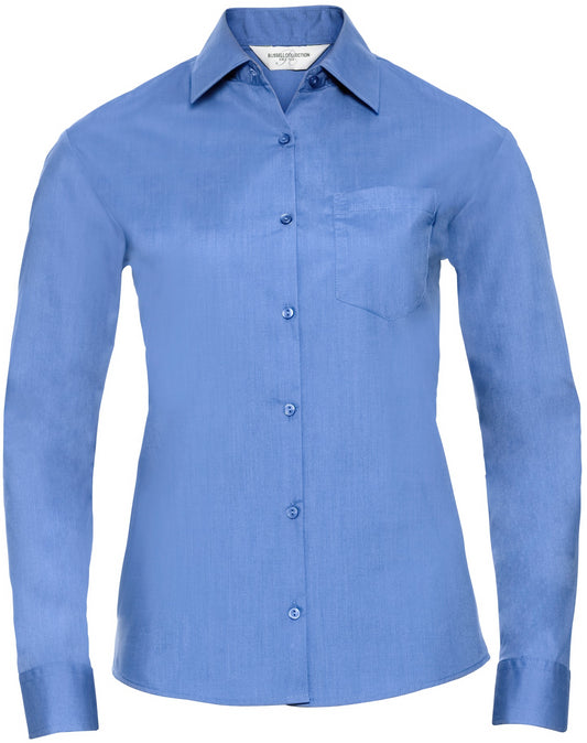 Russell Ladies Poplin Shirts L/S - Corporate Blue