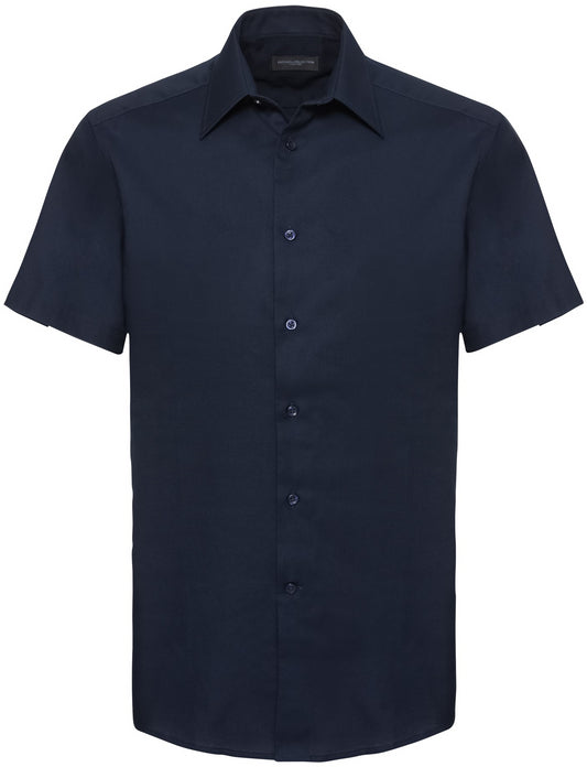 Russell Oxford Tailored Easy Care S/S Shirt Mens - Bright Navy