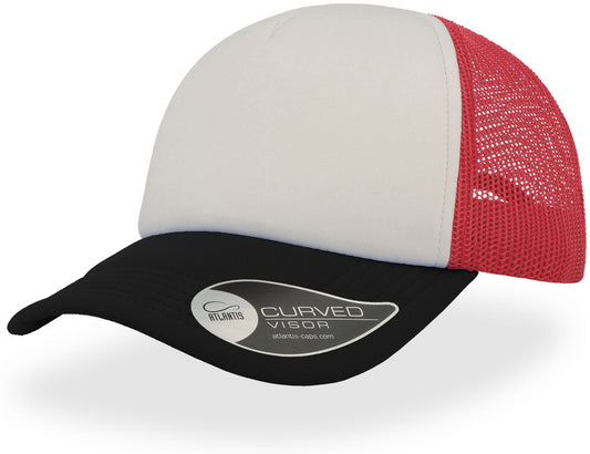 Atlantis Rapper 5 Panel Trucker Cap - White/Red/Black