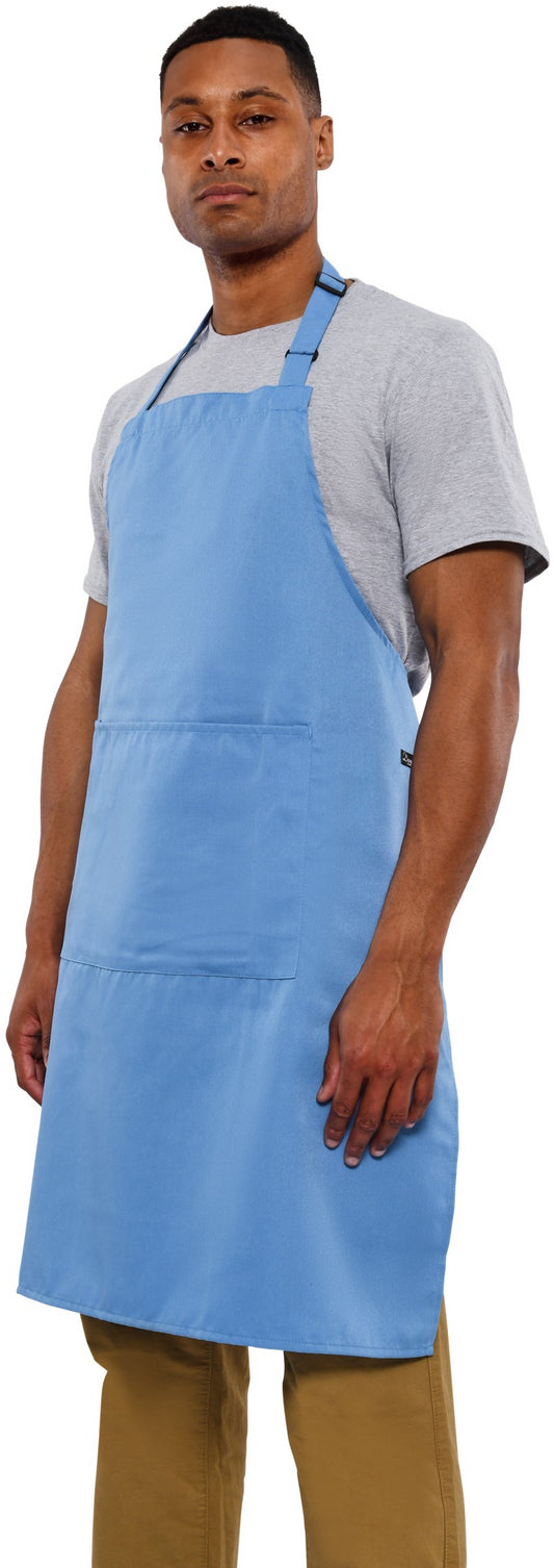 Dennys Recycled Full Length Bib Apron With Pocket - Mid Blue