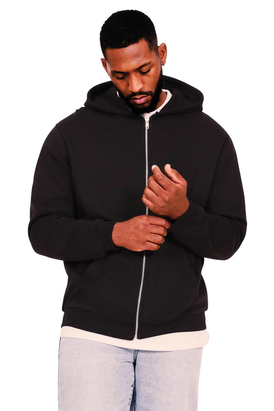 Casual Ringspun Blended 280 Core Tall Zip Hood - Black