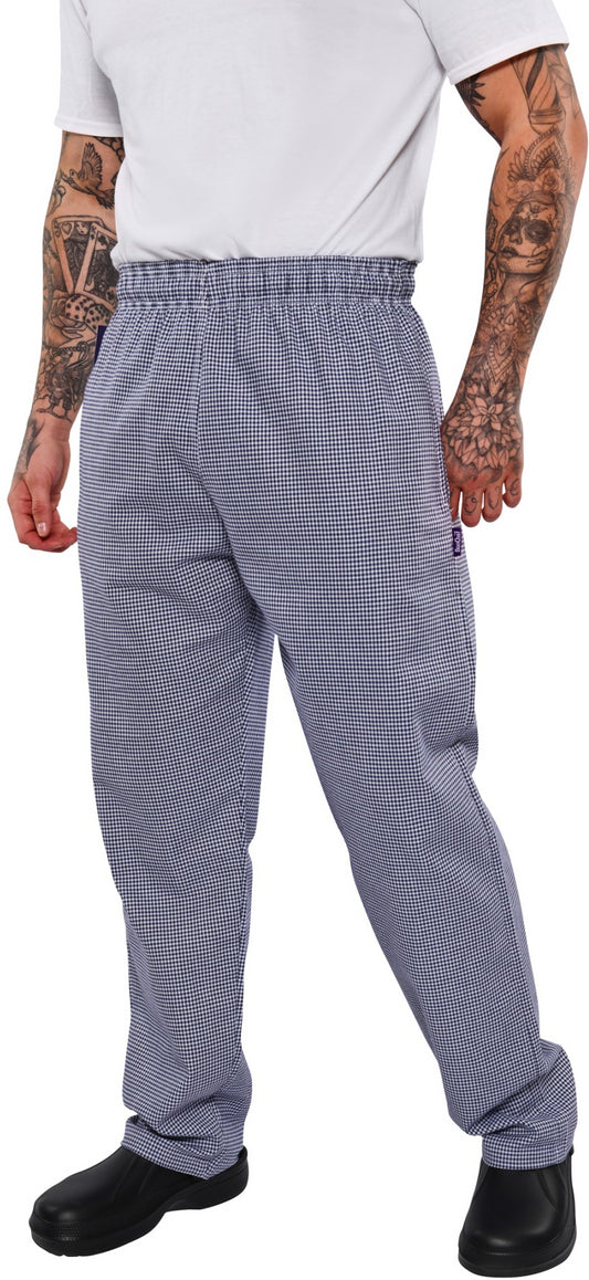 BonChef Check Baggy Chef Trouser - Royal/White
