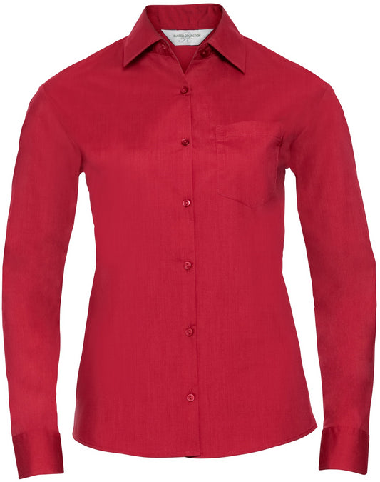 Russell Ladies Poplin Shirts L/S - Classic Red