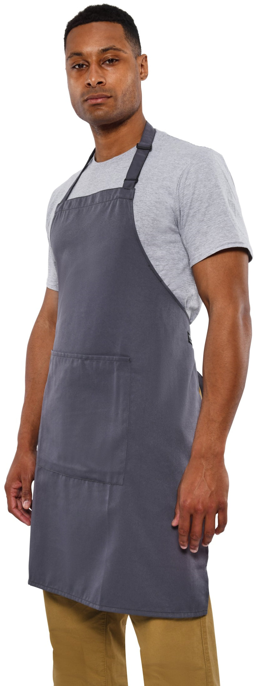 Dennys Recycled Full Length Bib Apron With Pocket - Storm Grey