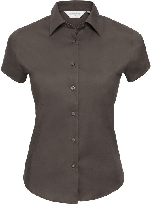 Russell Easy Care Fitted S/S Shirt Ladies - Chocolate
