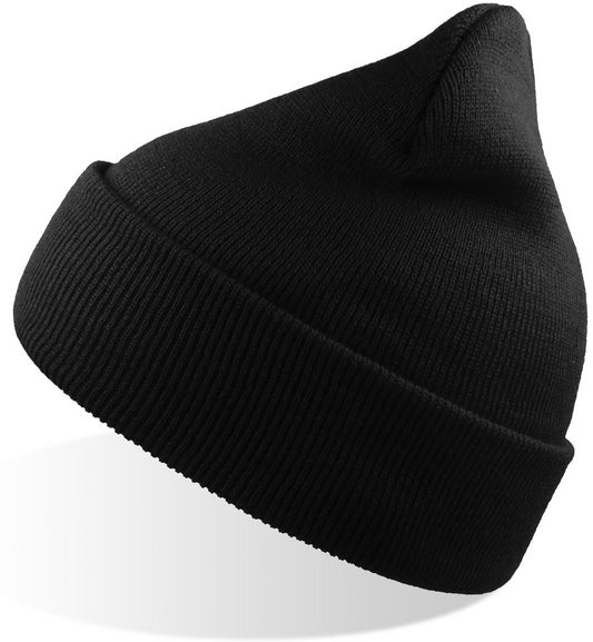 Atlantis Wind Beanie With Turn Up Double Skin - Black
