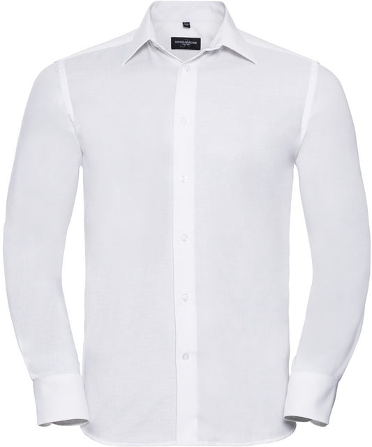 Russell Oxford Tailored Easy Care L/S Shirt Mens - White