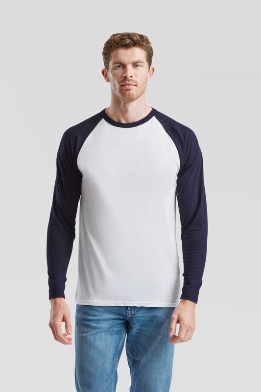 FotL Valueweight L/S Baseball T - White/Deep Navy