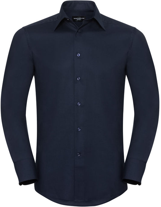 Russell Oxford Tailored Easy Care L/S Shirt Mens - Bright Navy