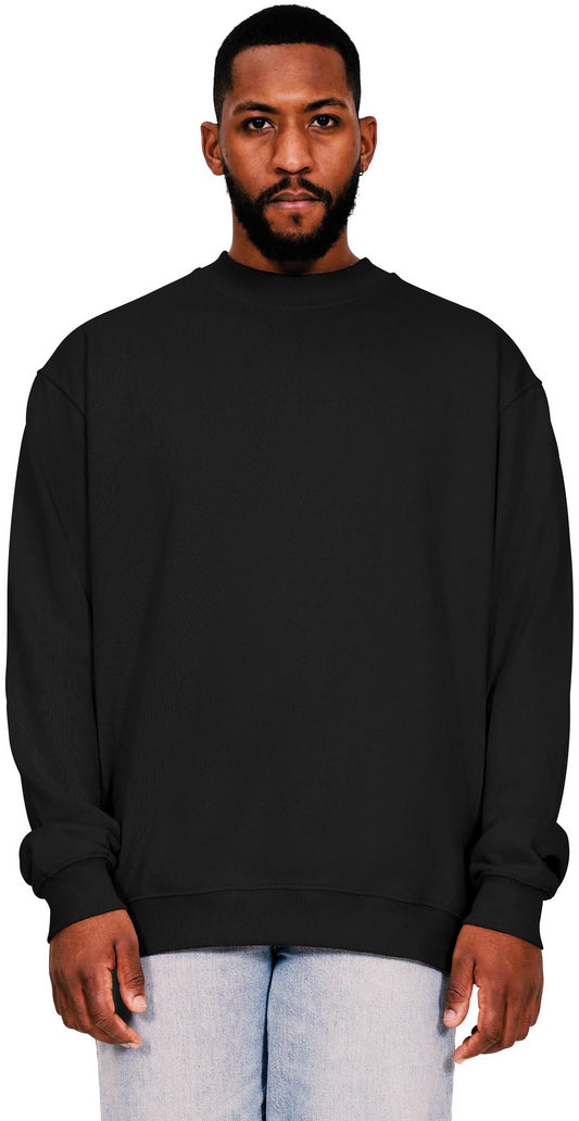 Casual Ringspun Blended 280 Oversize Extended Neck Tall Sweat - Black
