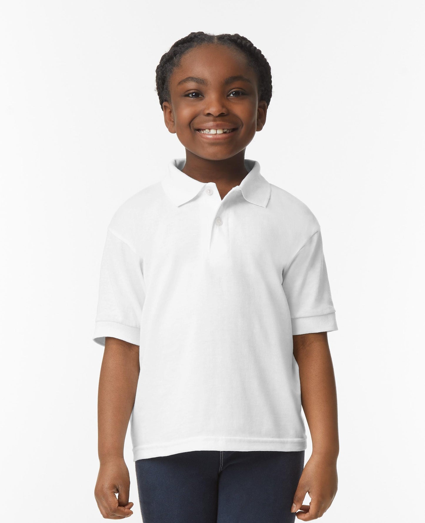 Gildan Single Jersey DryBlend Polo Youths - White