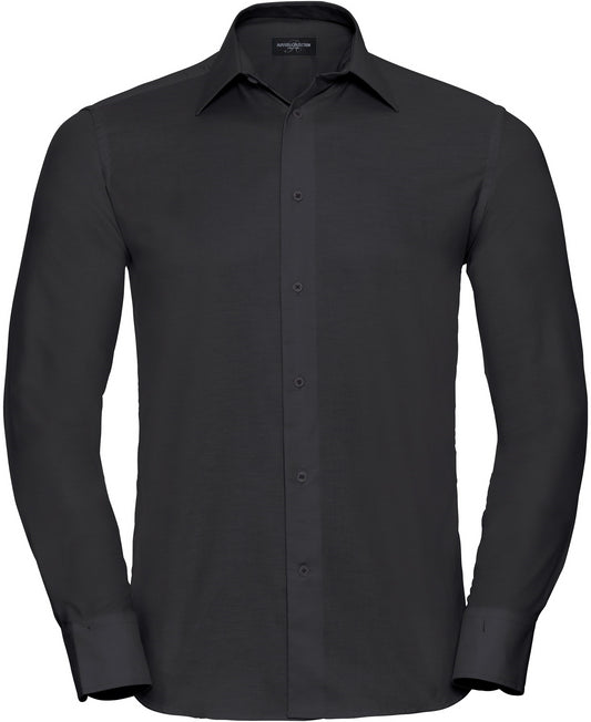Russell Oxford Tailored Easy Care L/S Shirt Mens - Black