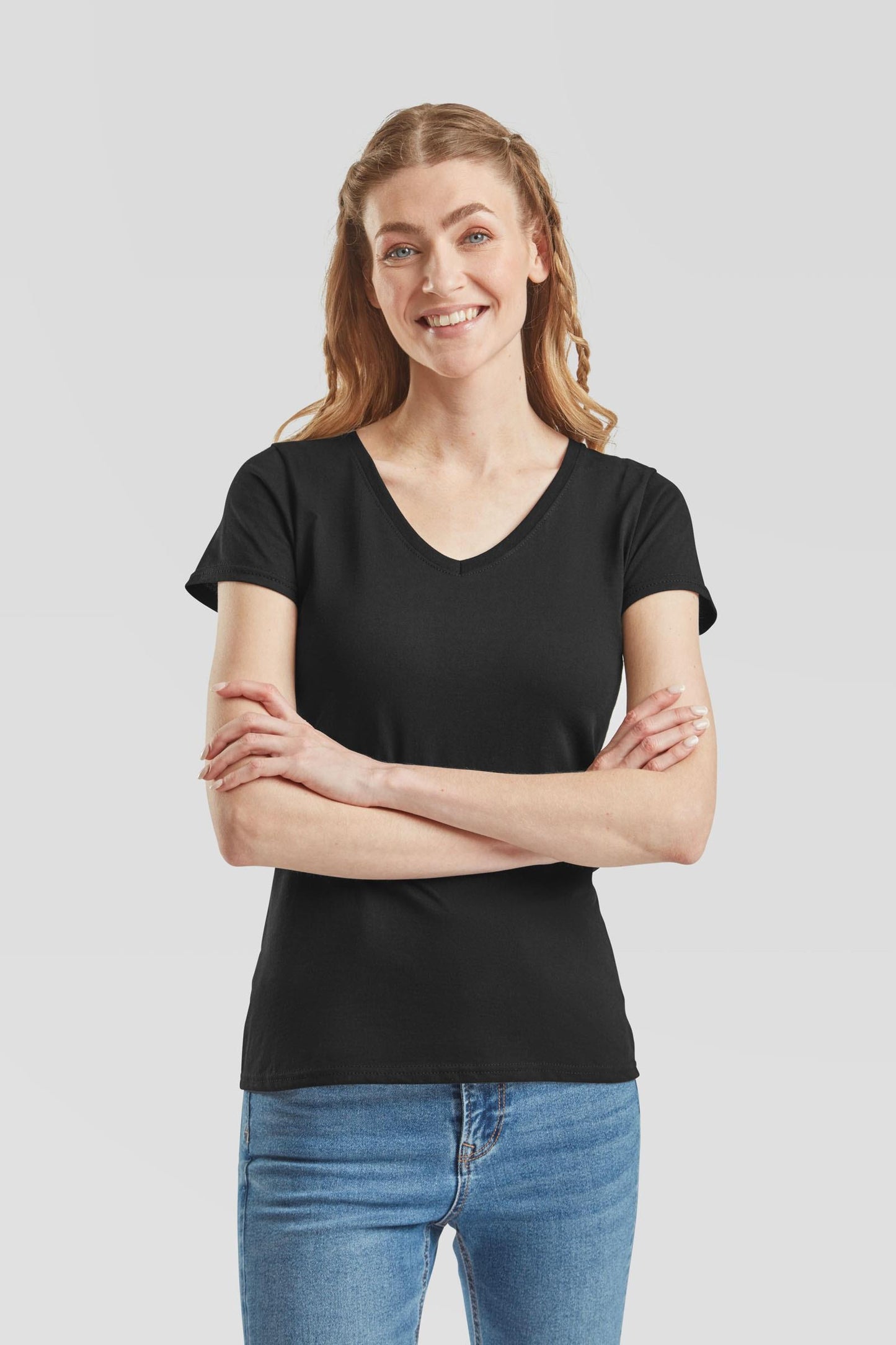 FotL Valueweight V Neck T Ladies - Black