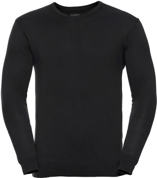 Russell V Neck Knitted Pullover Mens - Black