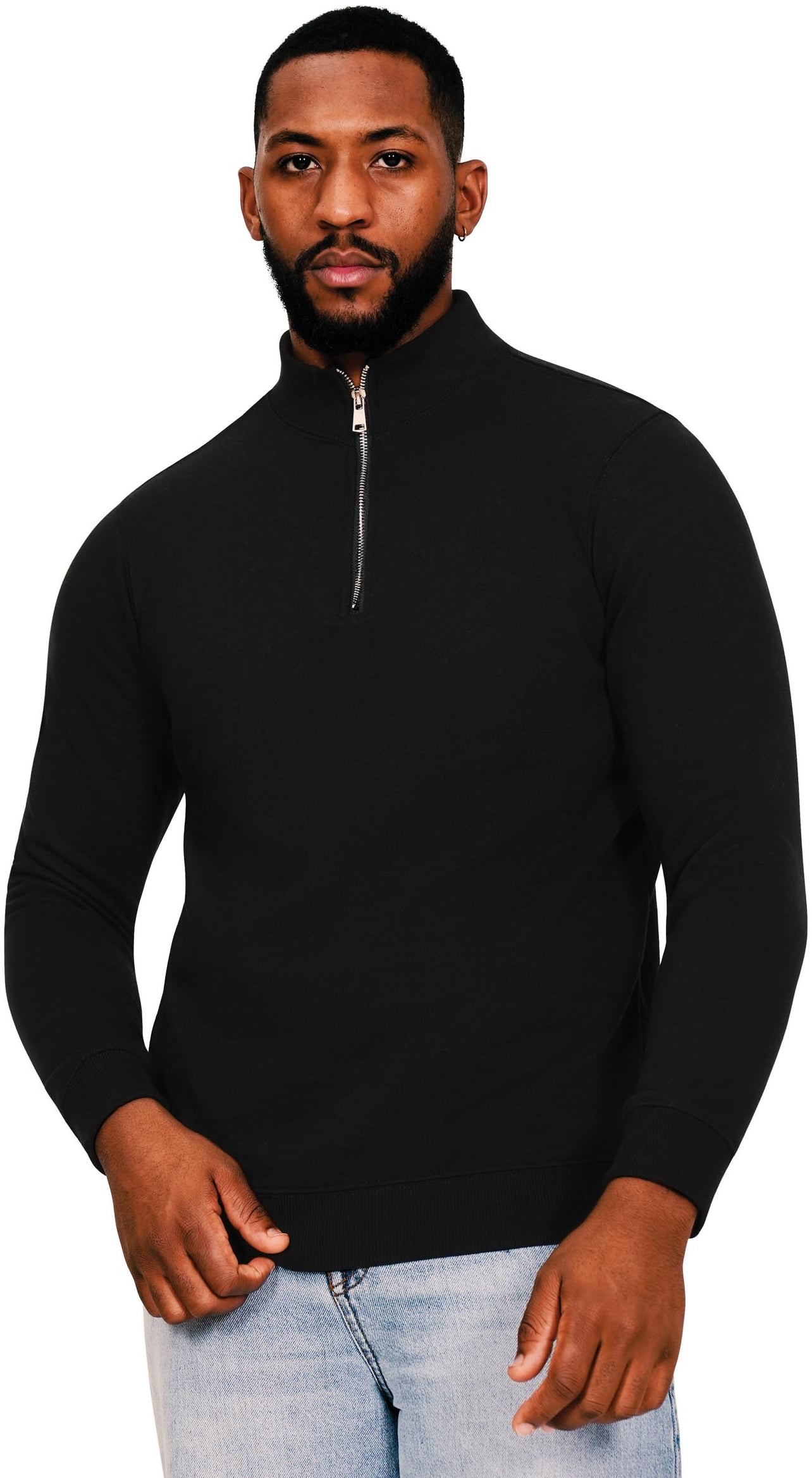 Casual Ringspun Blended 280 Core Quarter Zip Sweat - Black