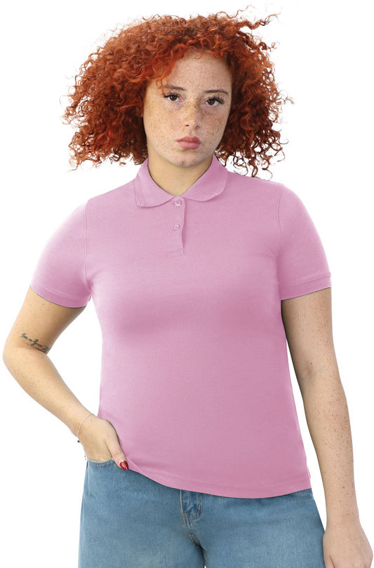 AA Elegant Ladies Fitted Polo - Light Pink