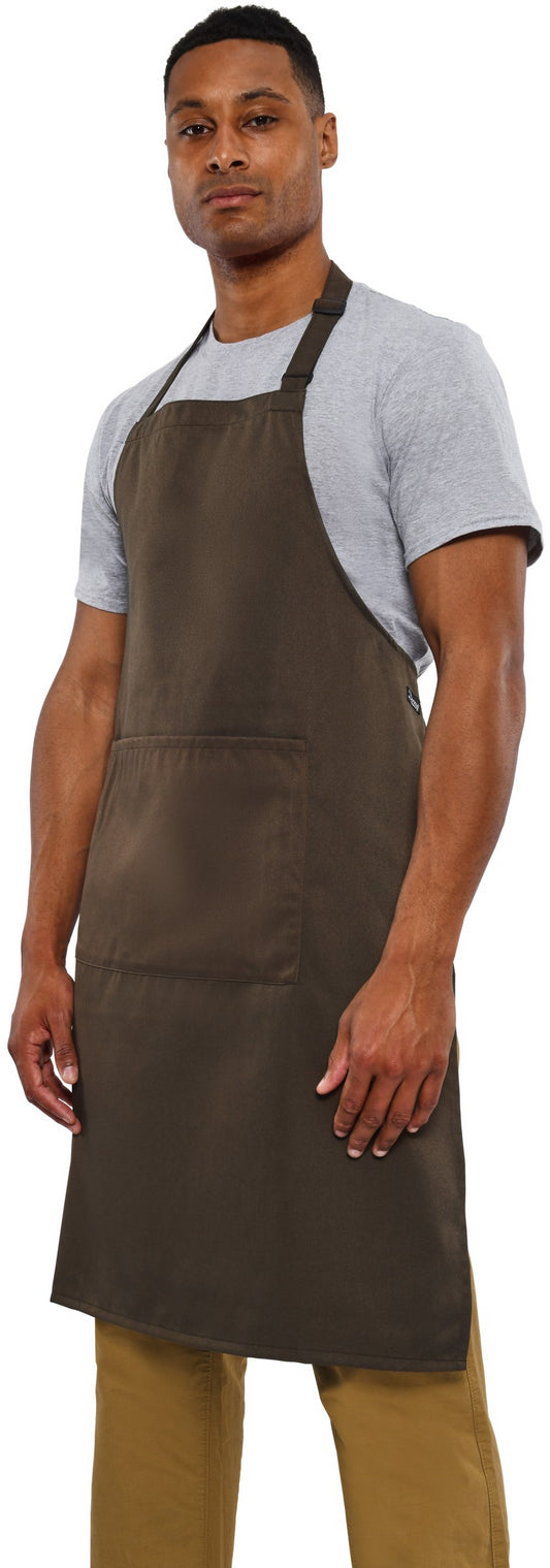 Dennys Recycled Full Length Bib Apron With Pocket - Peat