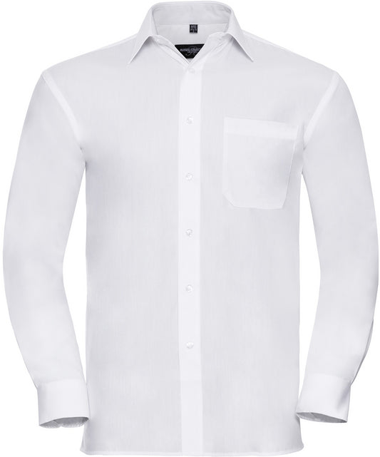 Russell Poplin Easy Care Pure Cotton L/S Shirt Mens - White