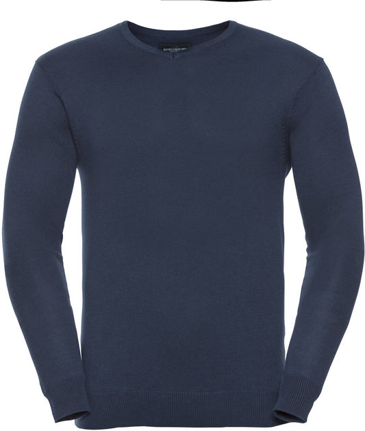 Russell V Neck Knitted Pullover Mens - French Navy