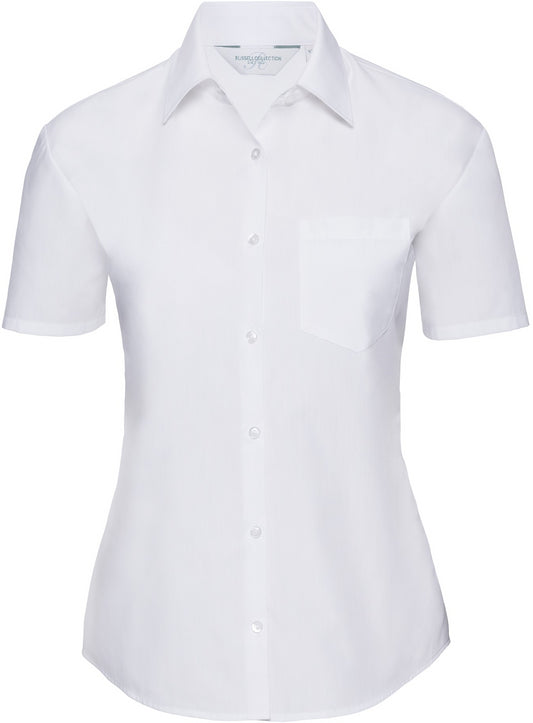 Russell Ladies Poplin Shirts S/S - White