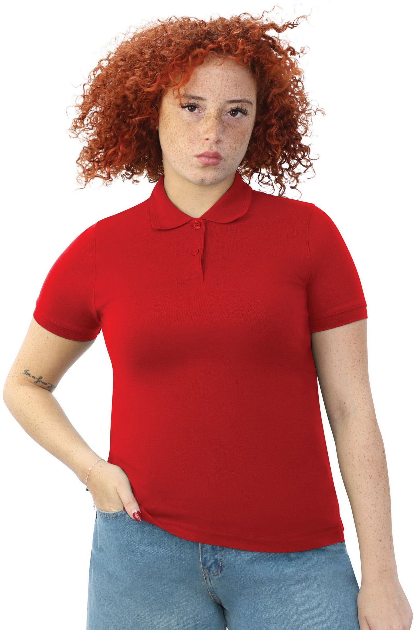 AA Elegant Ladies Fitted Polo - Red