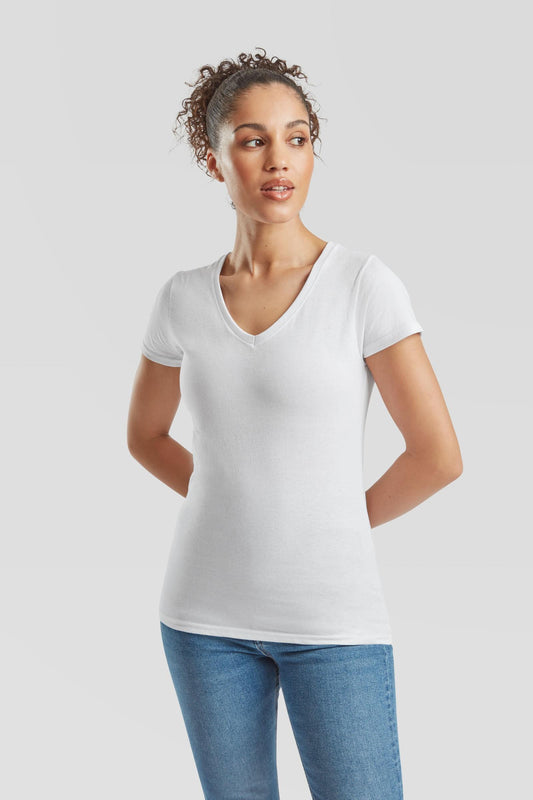 FotL Valueweight V Neck T Ladies - White