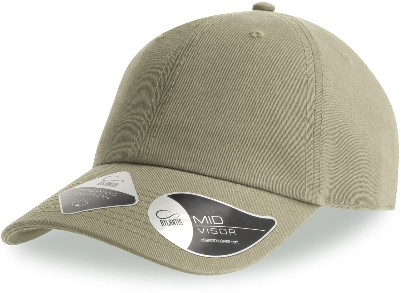 Atlantis Fraser Organic Cotton Unstructured 6 Panel Cap - Khaki