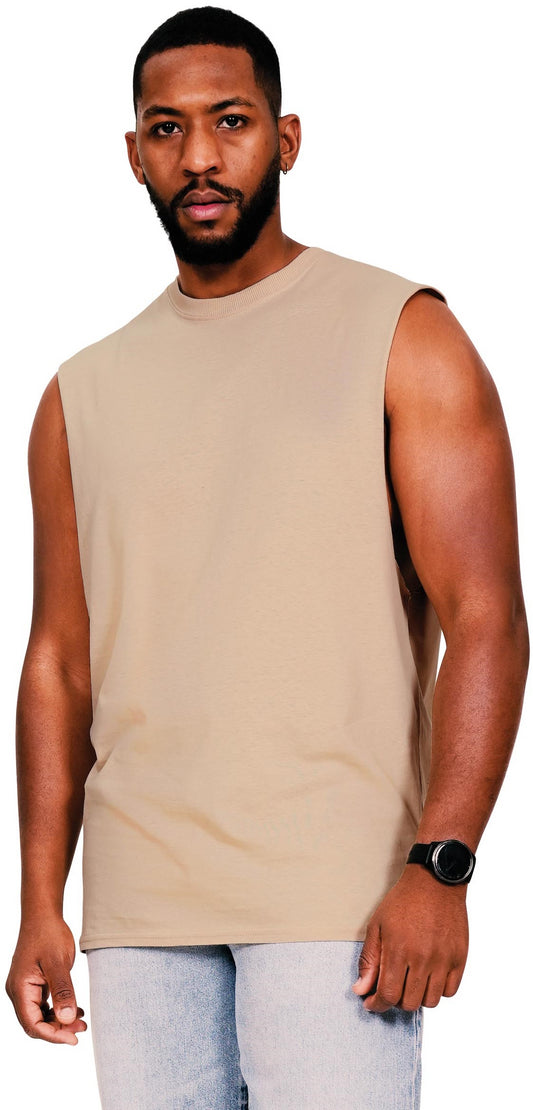 Casual Ringspun Core 150 Droparm Raw Edge Tank - Sand